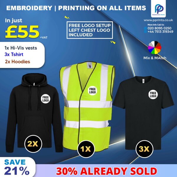 Winter Pro Visibility Workwear Collection with Free Left Chest Logo, Embroidered & Printed Thumbnail